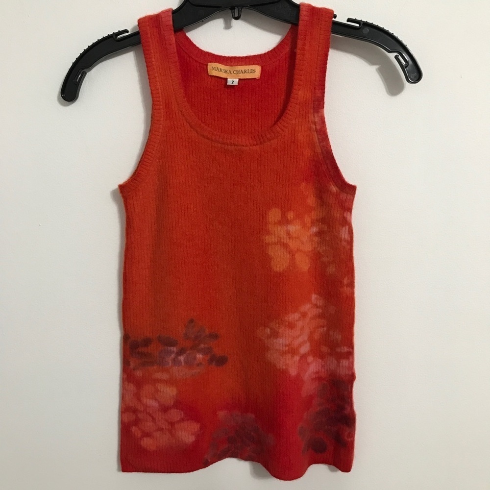 Marika Charles 100% Cashmere Bright Orange Tank